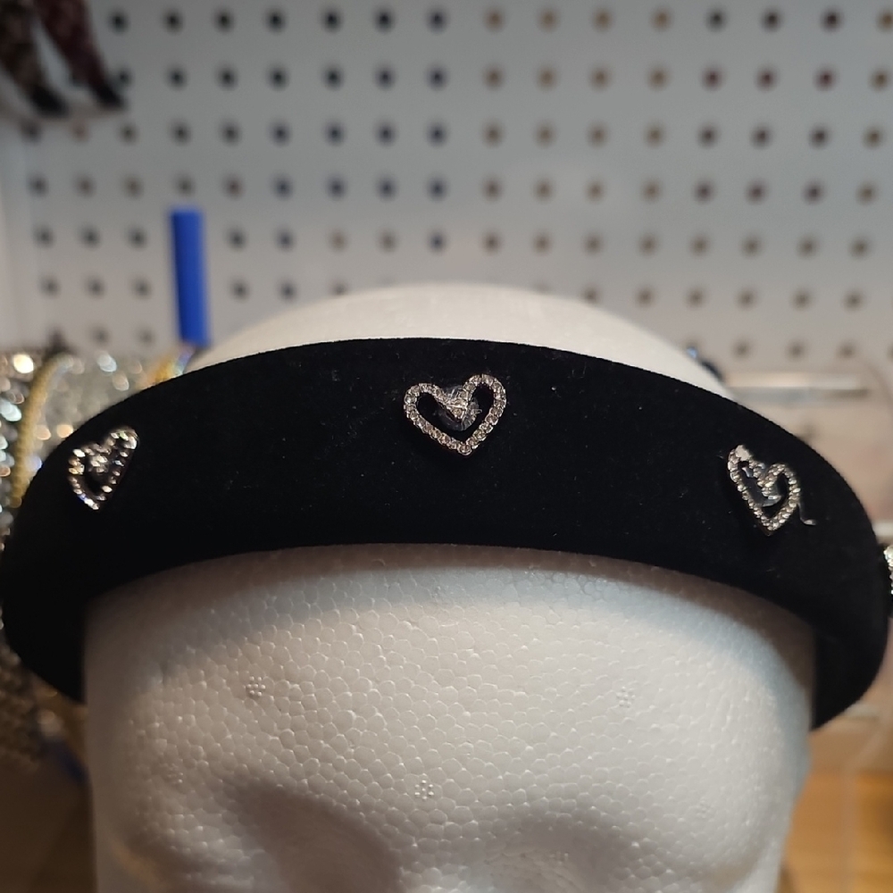 Black Heart Embellished Headband